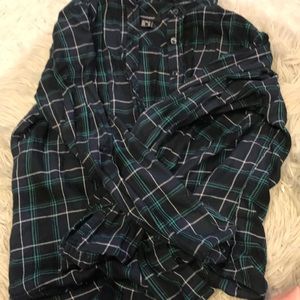 Blue and green plaid flannel